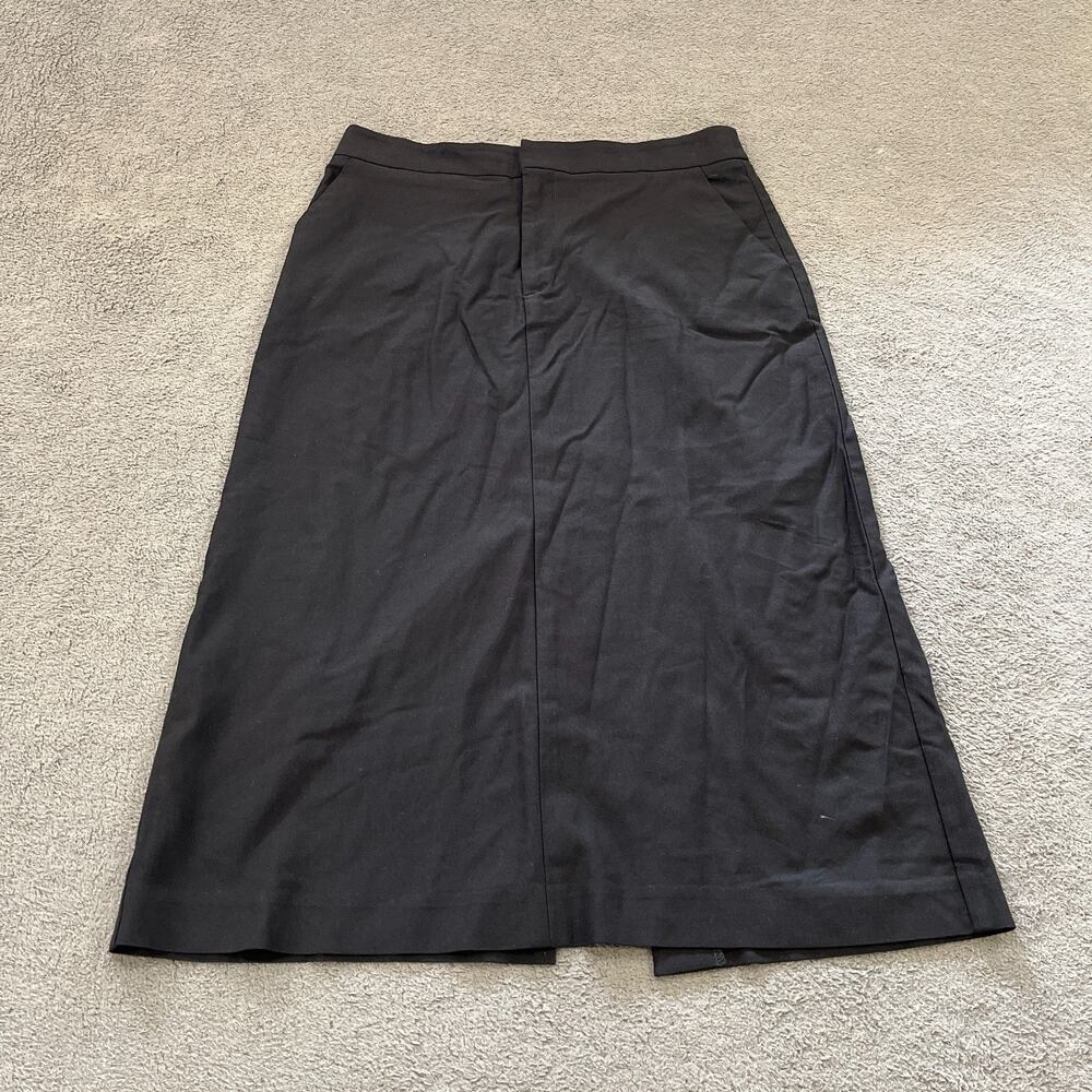 Bebe Black Midi Length A-Line Rear Office Wear Split Hem Skirt Women's Size 4